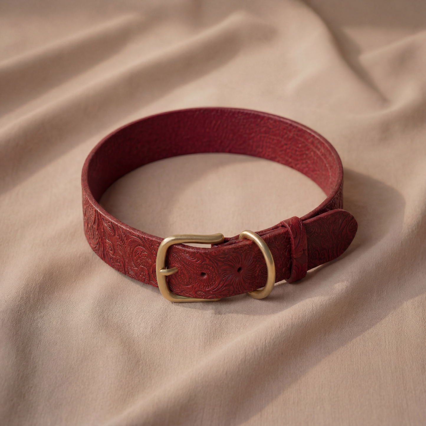 Wide leather dog collar, cognac