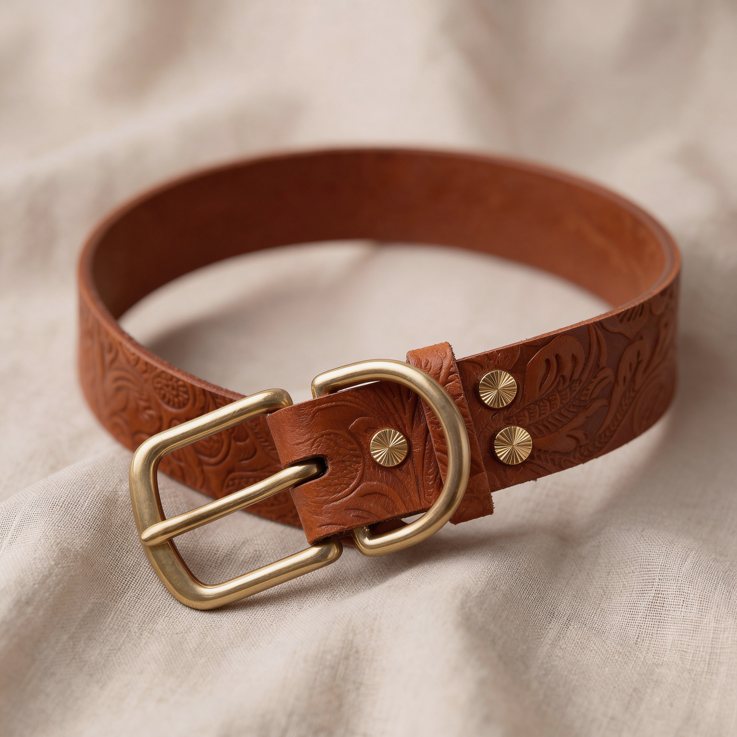 Wide leather dog collar, cognac